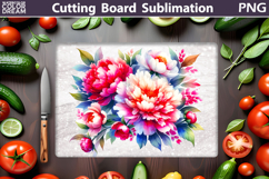 Pink Flowers Cutting Board | Floral Sublimation Product Image 1