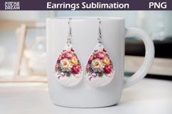 Pink Flowers Teardrop Earrings | Peonies Earrings Product Image 1