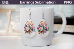 Pink Flowers Teardrop Earrings | Roses Earrings Product Image 1