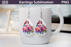Pink Flowers Teardrop Earrings | Peonies Earrings Product Image 1