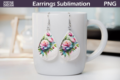 Pink Flowers Teardrop Earrings | Peonies Earrings Product Image 1