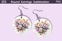 Pink Flowers Round Earrings | Floral Earrings Product Image 1