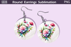 Pink Flowers Round Earrings | Floral Earrings Product Image 1