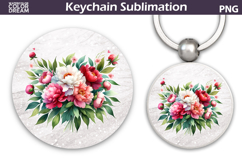 Peony Round Keychain | Pink Floral Key Keychain Product Image 1