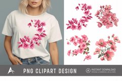 Watercolor Pink Flowers Clipart Product Image 1