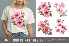 Watercolor Pink Flowers Clipart Product Image 1