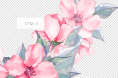 Pink Watercolor Floral Corner Clipart Product Image 2