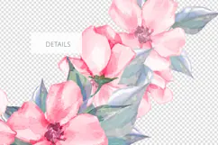 Pink Watercolor Floral Corner Clipart Product Image 2
