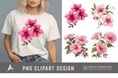 Watercolor Pink Flowers Clipart Product Image 1