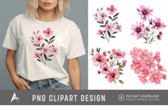 Watercolor Pink Flowers Clipart Product Image 1