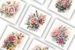 Pink Roses Arrangement | Watercolour Clipart JPG Product Image 2