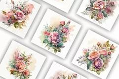 Pink Roses Arrangement | Watercolour Clipart JPG Product Image 3