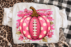 Pink Football Pumpkin PNG,Polka Dot Fall Sports Design Product Image 3