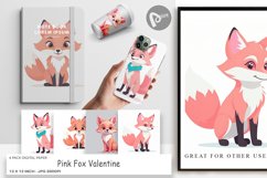 Digital Paper Pink Fox Valentine Product Image 1