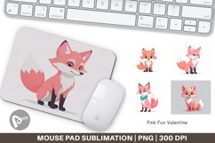 Mouse Pad Pink Fox Valentine Product Image 1