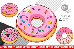 Pink Frosted Donut Clipart Product Image 1