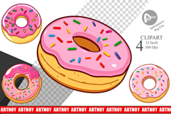Pink Frosted Donut Clipart Product Image 1