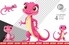 Pink Gecko Valentine Clipart Product Image 1