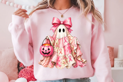 Pink Ghost Breast Cancer PNG, Retro Halloween Awareness Product Image 2