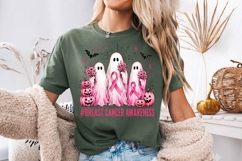 Pink Ghosts Breast Cancer Halloween Art PNG Product Image 2