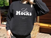 Black Gildan Sweatshirt Outdoor Mockup /Nature Model Mockup Product Image 2