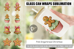 Pink Gingerbread Christmas Glass Can Product Image 1