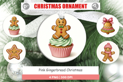 Pink Gingerbread Christmas Ornament Product Image 1