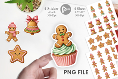 Pink Gingerbread Christmas Sticker Product Image 1