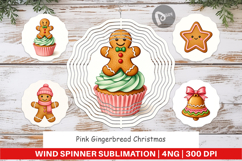 Pink Gingerbread Christmas Wind Spinner Product Image 1