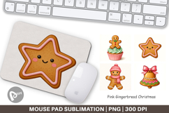 Pink Gingerbread Christmas Mouse Pad Product Image 1