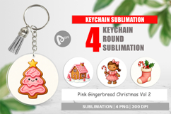 Pink Gingerbread Christmas Keychain Product Image 1