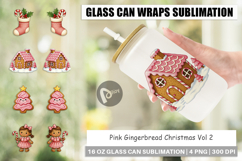 Pink Gingerbread Christmas Glass Can Product Image 1