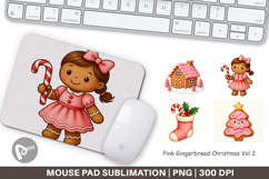 Pink Gingerbread Christmas Mouse Pad Product Image 1
