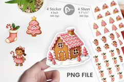 Pink Gingerbread Christmas Sticker Product Image 1