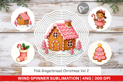 Pink Gingerbread Christmas Wind Spinner Product Image 1