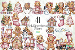 Pink Gingerbread Clipart Sublimation Product Image 1