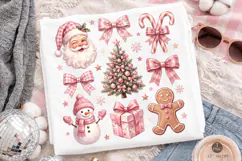 Pink Gingham Christmas Clipart PNG, Coquette PNG Design Product Image 1