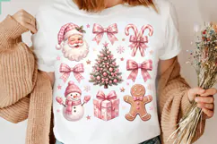 Pink Gingham Christmas Clipart PNG, Coquette PNG Design Product Image 2