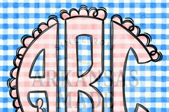 Pink Gingham Easter Monogram, Round Scallop Full Alpha Product Image 2