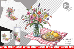 Pink Gingham Summer Florals Clipart Product Image 1