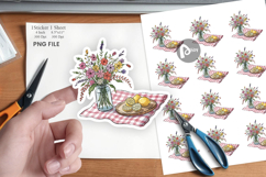 Pink Gingham Summer Florals Sticker Product Image 1