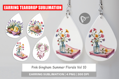 Earring Pink Gingham Summer Product Image 1