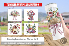 Tumbler Pink Gingham Summer Product Image 1