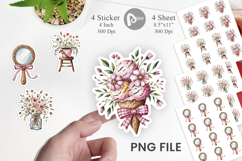 Pink Gingham Summer Florals Sticker Product Image 1