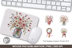 Mouse Pad Pink Gingham Summer Product Image 1