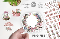 Pink Gingham Summer Florals Sticker Product Image 1