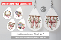 Earring Pink Gingham Summer Product Image 1