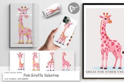 Digital Paper Pink Giraffe Valentine Product Image 1