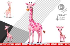 Pink Giraffe Valentine Clipart Product Image 1