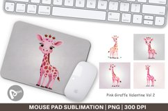 Mouse Pad Pink Giraffe Valentine Product Image 1